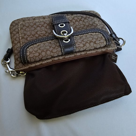 Coach Tan and Brown Wristlet Clutch - Picture 4 of 14
